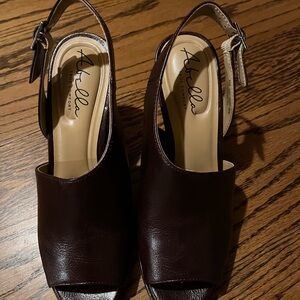 Abella Chocolate Brown Peep-Toe Heels
